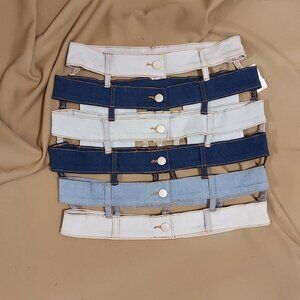 Hot & Delicious Blue Strappy Belt Denim Mini Skirt Women's M NWT